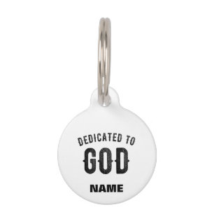PLACA PARA MASCOTAS DEDICADO A DIOS PERSONALIZABLE GUAY TEXTO NEGRO
