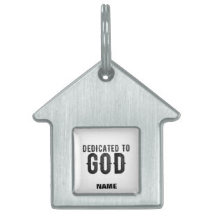 PLACA PARA MASCOTAS DEDICADO A DIOS PERSONALIZABLE GUAY TEXTO NEGRO