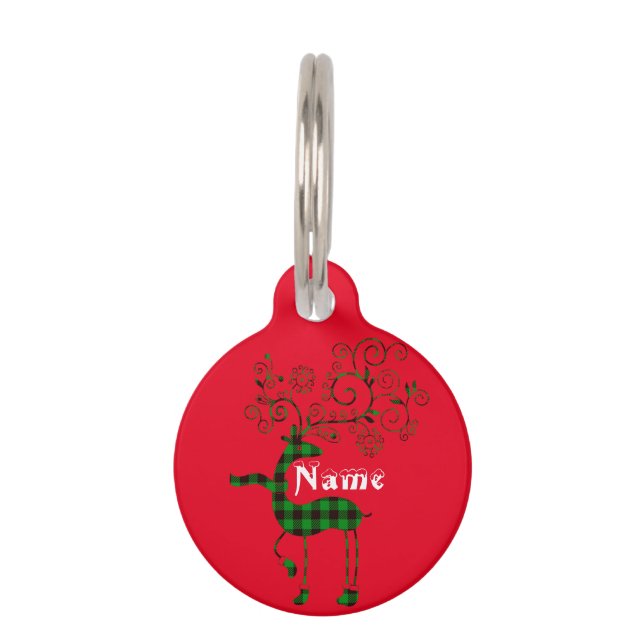Placa Para Mascotas Deer Thunder_Cove de Navidades con mango de búfalo (Anverso)