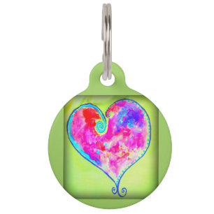 Placa Para Mascotas del rosa corazón swirly