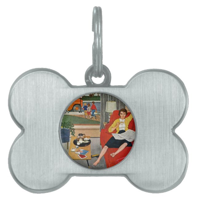 Placa Para Mascotas Descanso para tomar café de la mañana (Frente)