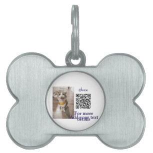 Placa Para Mascotas Detalles simples de nombres de animales Código QR 