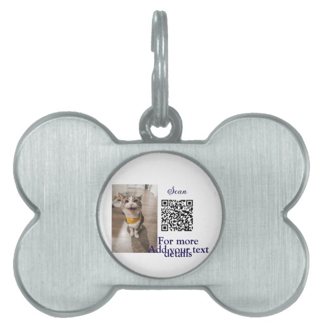 Placa Para Mascotas Detalles simples de nombres de animales Código QR  (Frente)