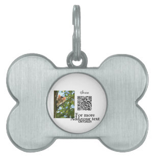 Placa Para Mascotas Detalles simples de nombres de animales Código QR 