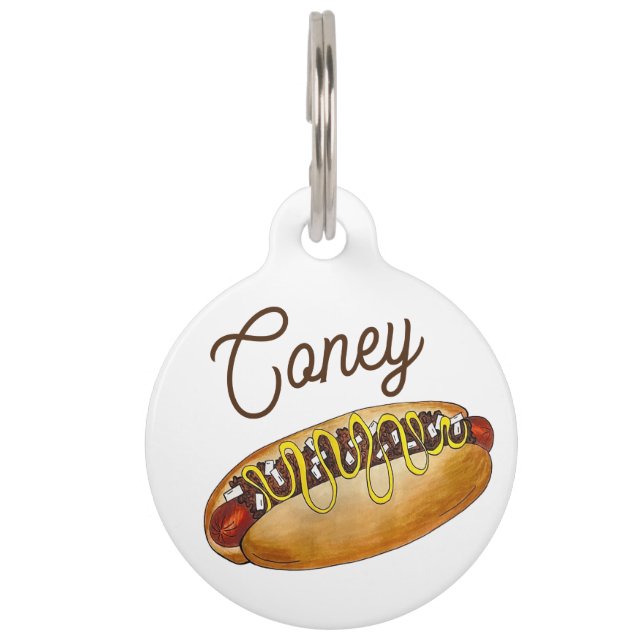 Placa Para Mascotas Detroit Michigan MI Coney Island Hot Dog Hotdog (Anverso)