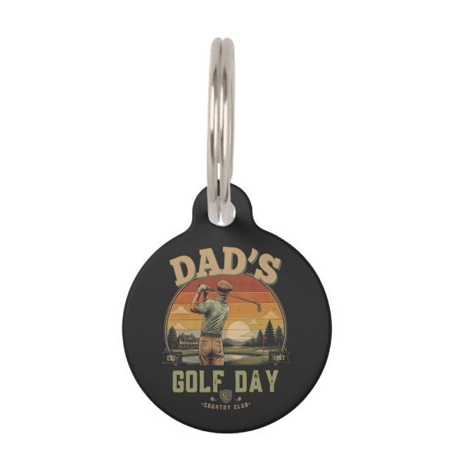 Placa Para Mascotas Día de Golf de Papá (Anverso)