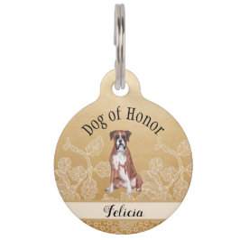 Placa Para Mascotas Día de honor del Boda de oro con cara falsa