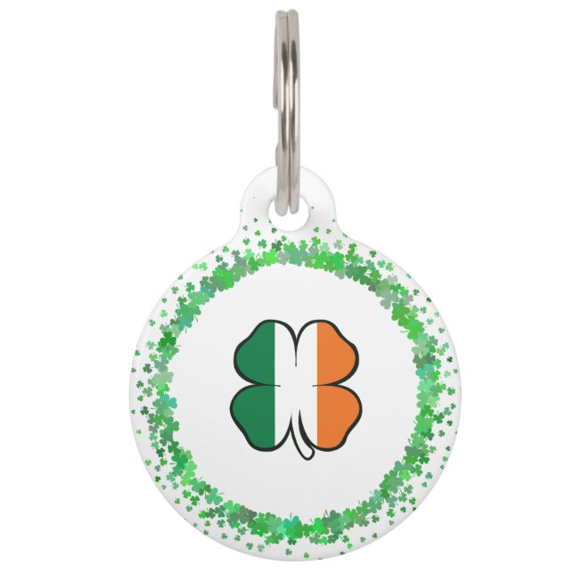 Placa Para Mascotas Día de Irlanda Clover Saint Patrick (Anverso)