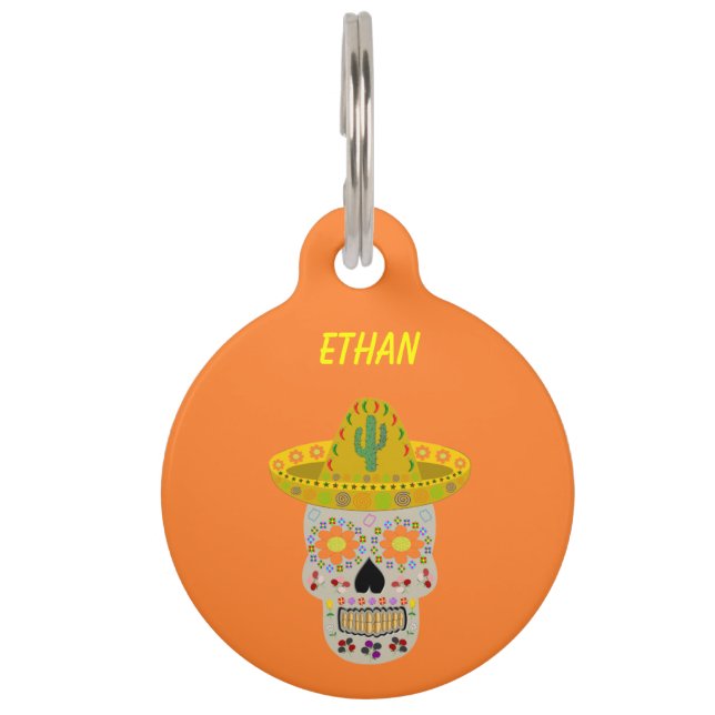 Placa Para Mascotas Día de la Calavera Muerta en México (Anverso)