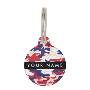 Placa Para Mascotas Día de la Independencia Camuflaje Su nombre Person