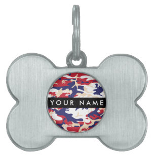 Placa Para Mascotas Día de la Independencia Camuflaje Su nombre Person