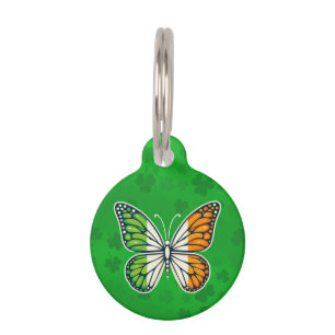 Placa Para Mascotas Día de San Patricio mariposa irlandesa
