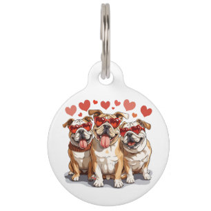 Placa Para Mascotas Día de San Valentín English Bulldog