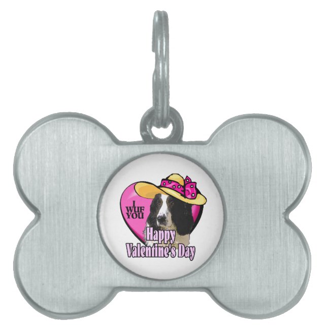 Placa Para Mascotas Día de San Valentín Español de Springer inglesa (Frente)