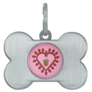 Placa Para Mascotas Día de San Valentín Love Heart Acorn