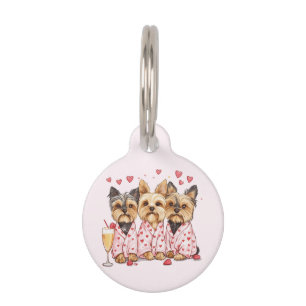Placa Para Mascotas Día de San Valentín Yorkie Dogs