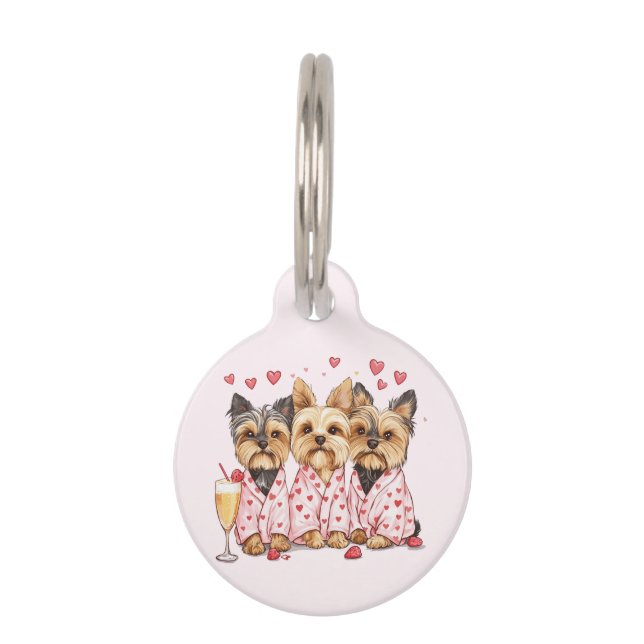 Placa Para Mascotas Día de San Valentín Yorkie Dogs (Anverso)
