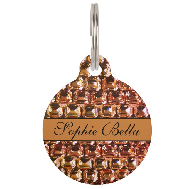 Placa Para Mascotas Diamante de imitación amarillo, diamantes amarillo (Anverso)