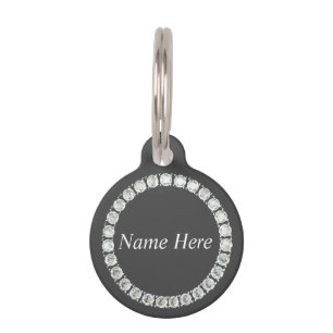 Placa Para Mascotas diamantes de imitación de personalizable grises