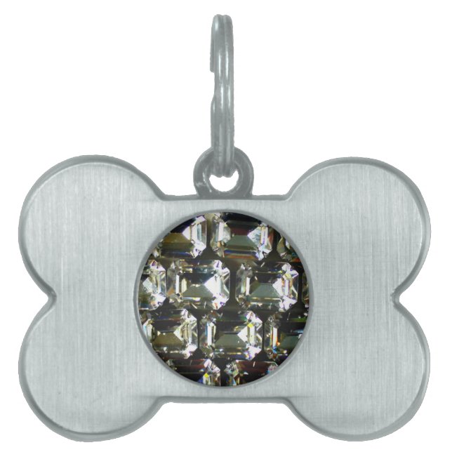 Placa Para Mascotas Diamantes, elegantes piedras preciosas (Frente)