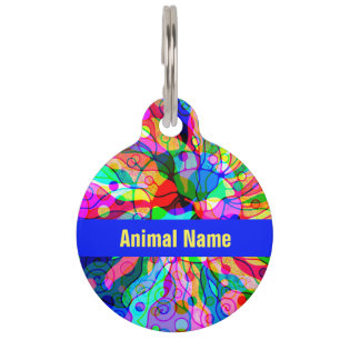 Placa Para Mascotas Dibujando Arte de Fantasía - Cambio Abstracto de N