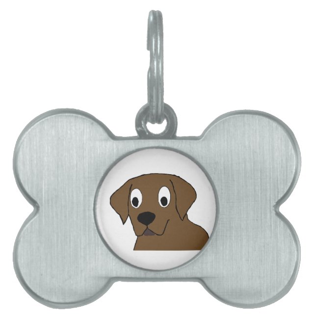 Placa Para Mascotas dibujo animado de labrador chocolate (Frente)