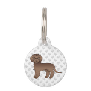 Placa Para Mascotas Dibujo animado de perro mini Goldendoodle de choco
