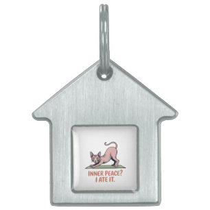Placa Para Mascotas Dibujo animado de yoga de gato Sphynx divertido