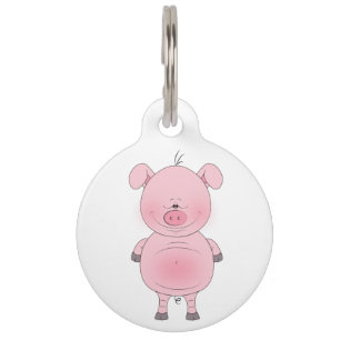Placa Para Mascotas Dibujo animado lindo del cerdo