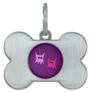 Placa Para Mascotas Dibujo animado púrpura lindo de los fantasmas del