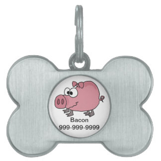 Placa Para Mascotas Dibujo animado torpe divertido del cerdo