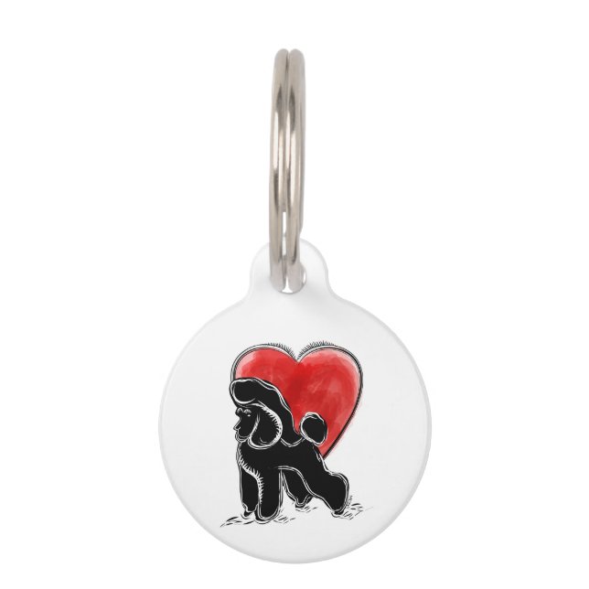 Placa Para Mascotas Dibujo de Caniche (Anverso)