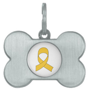 Placa Para Mascotas Dibujo de cinta dorada