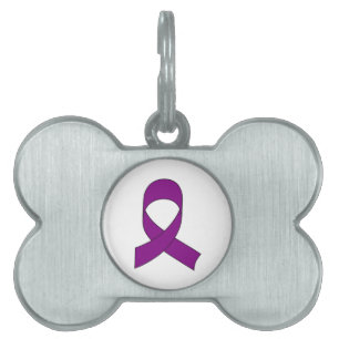 Placa Para Mascotas Dibujo de cinta morada