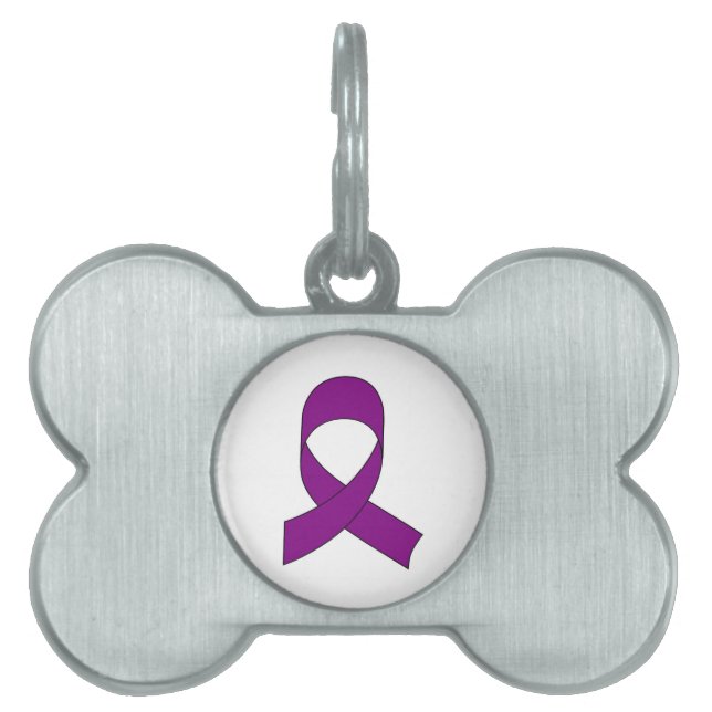 Placa Para Mascotas Dibujo de cinta morada (Frente)