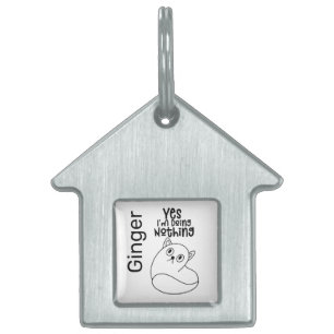 Placa Para Mascotas Dibujo de línea de gato lindo Sí No estoy haciendo