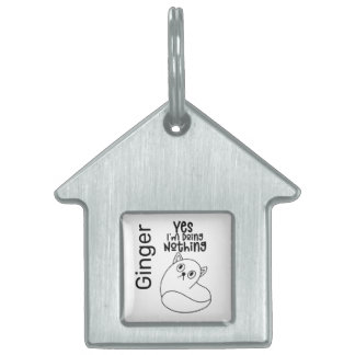Placa Para Mascotas Dibujo de línea de gato lindo Sí No estoy haciendo