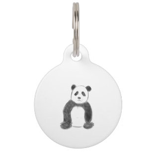Placa Para Mascotas Dibujo de panda blanco y negro lindo