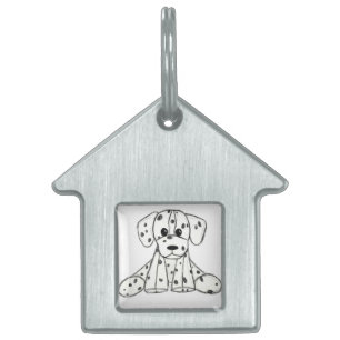 Placa Para Mascotas Dibujo de perro de peluche dálmata contorno simple