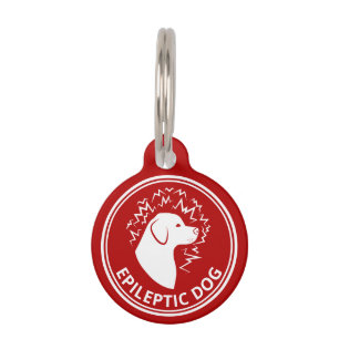 Placa Para Mascotas Dibujo de perro epiléptico blanco en alerta de epi