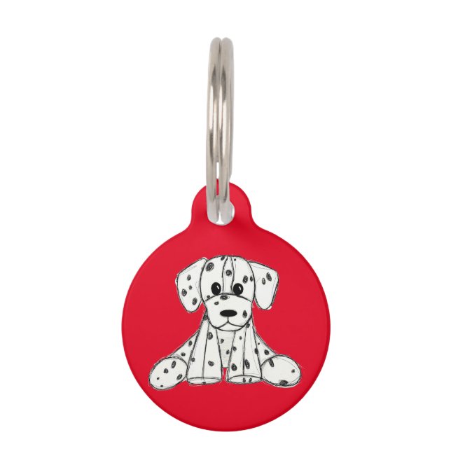 Placa Para Mascotas Dibujo de perros rellenos dálmatas esquema simple  (Anverso)