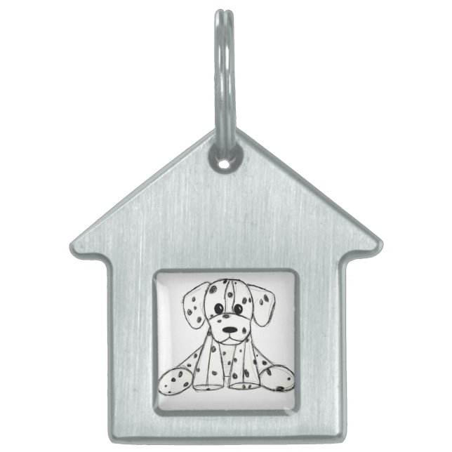 Placa Para Mascotas Dibujo de perros rellenos dálmatas esquema simple  (Frente)