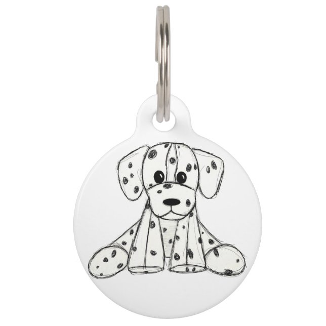 Placa Para Mascotas Dibujo de perros rellenos dálmatas esquema simple  (Anverso)