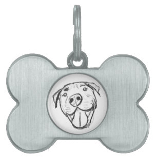 Placa Para Mascotas dibujo de pitbull simple amantes de perros blanco