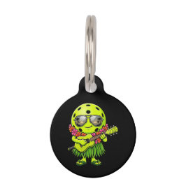 Placa Para Mascotas Dibujo divertido de hula pickleball mascota hawaia