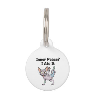 Placa Para Mascotas Dibujo divertido de un gato Sphynx lavanda de dibu