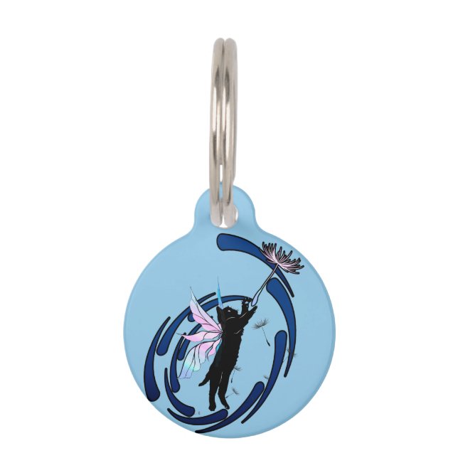Placa Para Mascotas Diente de León Gato Cósmico (Anverso)