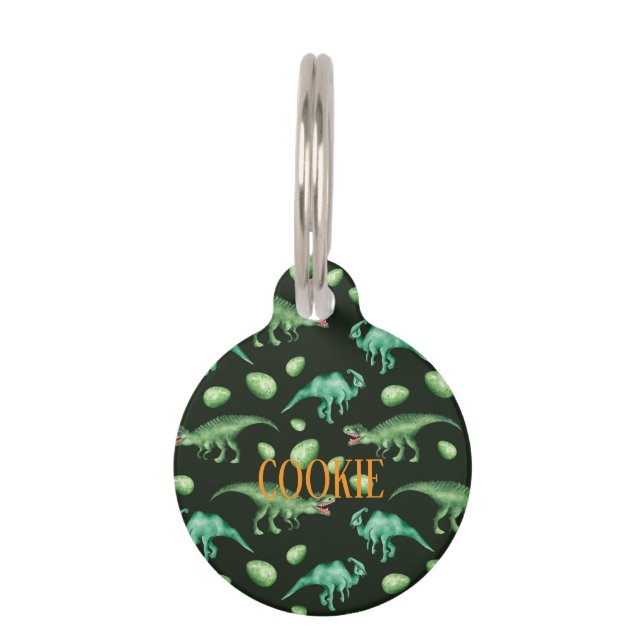 Placa Para Mascotas Dinosaurio (Anverso)