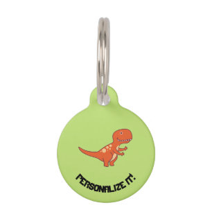 Placa Para Mascotas Dinosaurio Rojo 0219