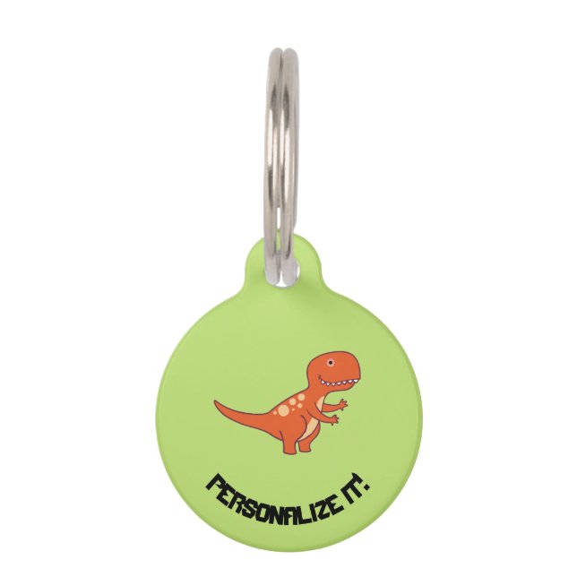 Placa Para Mascotas Dinosaurio Rojo 0219 (Anverso)